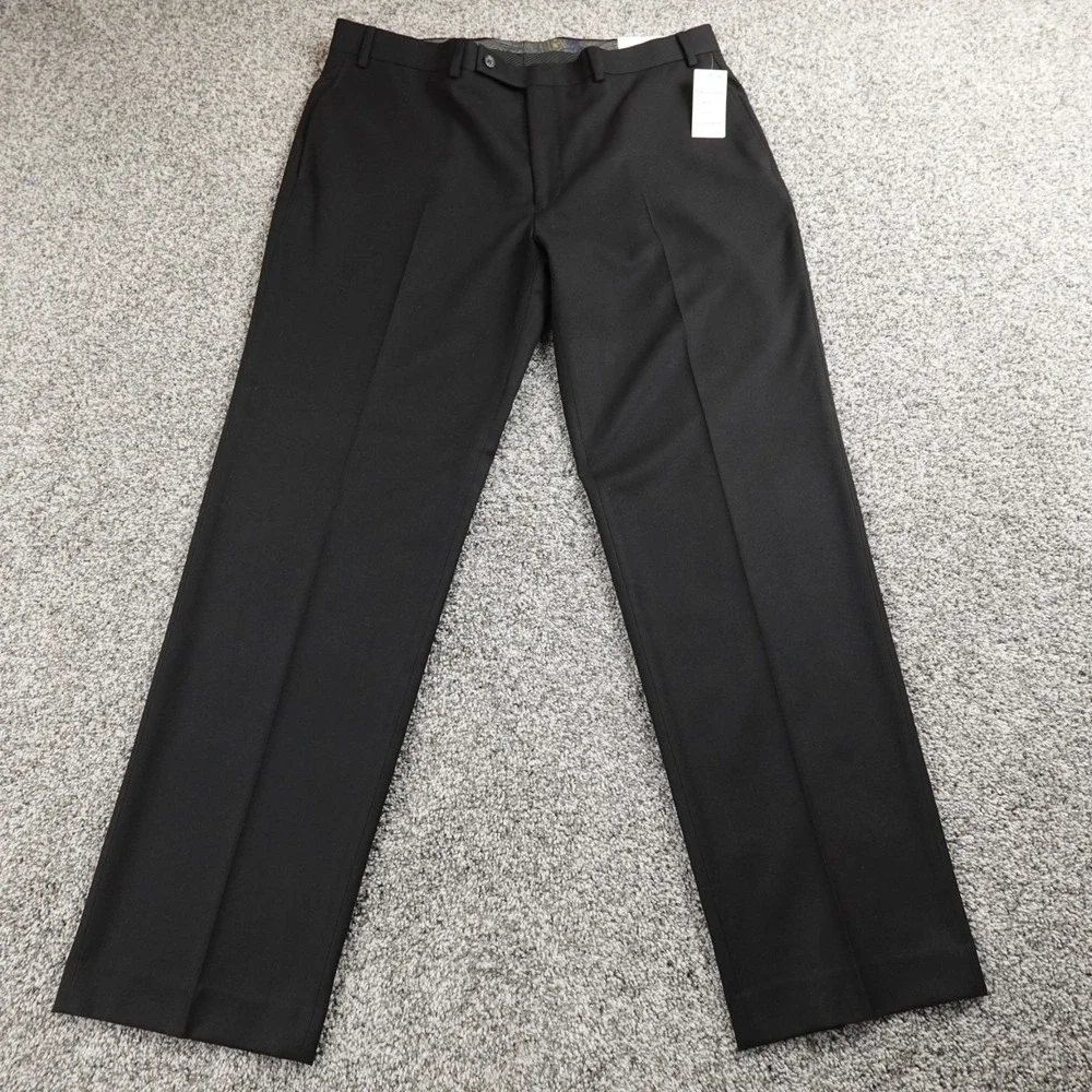 NEW Ralph Lauren Pants Mens 38X32 Black Chino Trouser Dress‎ Slacks Flat Front